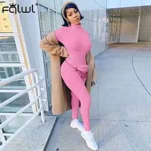 FQLWL Streetwear White Black Knitted Sexy Bodycon Jumpsuit Women Overalls 2019 Long Sleeve Skinny Rompers Womens Jumpsuit Female