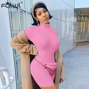 FQLWL Streetwear White Black Knitted Sexy Bodycon Jumpsuit Women Overalls 2019 Long Sleeve Skinny Rompers Womens Jumpsuit Female