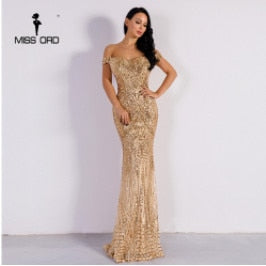 Missord 2020 Summer Sexy Bra Party Dress Sequin Maxi Dress Off the Shoulder Bodycon Elegant Wedding Women Dresses FT4912