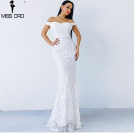 Missord 2020 Summer Sexy Bra Party Dress Sequin Maxi Dress Off the Shoulder Bodycon Elegant Wedding Women Dresses FT4912